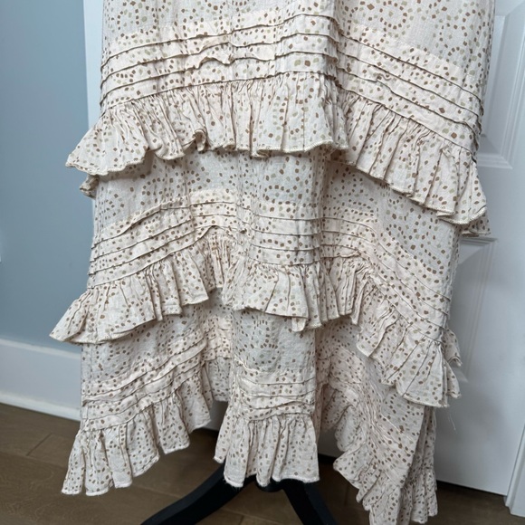 Cleobella Zane Tiered Ruffle Midi Dress Women's Size Large Tie Shoulders - Picture 7 of 10